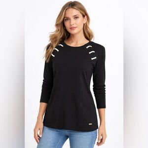 NAUTICA || Black Lace-Up Shoulder Top. Sz. S